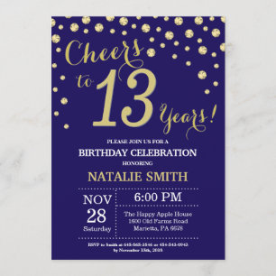 Invitation Diamant du 13e anniversaire de la Marine Blue and