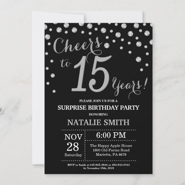 Invitation Diamant du 15e anniversaire de Black and Silver Su (Devant)