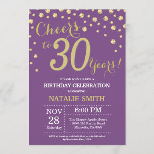 Invitation Diamant du 30e anniversaire violet et or