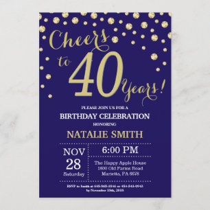Invitation Diamant du 40e anniversaire de la Marine Blue and