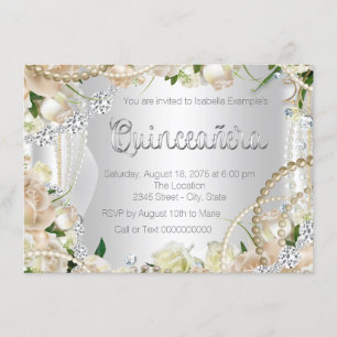 Invitation Diamant et Rose Pearl Quinceanera
