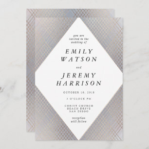Invitation Diamant Gray Déco Gray Or Gatsby Mariage