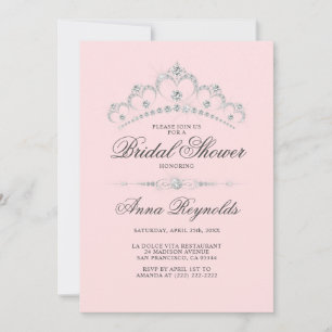 Invitation Diamant moderne Tiara FÊTE DES MARIÉES budget rose
