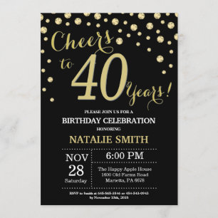 Invitation Diamant noir et or 40e anniversaire