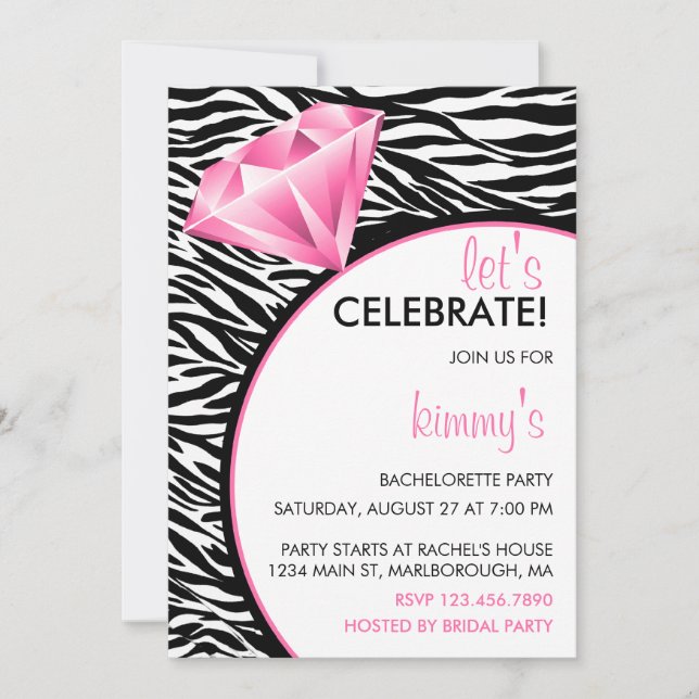 Invitation Diamant Ring Bling Bachelorette (Devant)