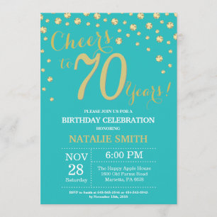 Invitation Diamant Turquoise et Gold 70e anniversaire