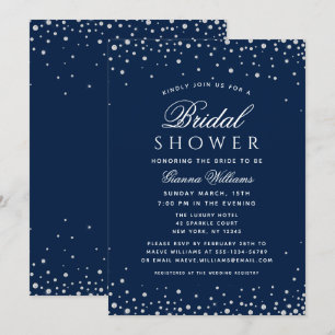 Invitation Diamants bleus Fête des mariées moderne de luxe