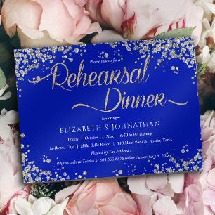 Invitation Diamants Bleus Royaux Dîner De Répétition Minimale