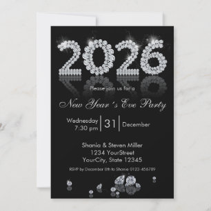 Invitation Diamants Brillants Luxe Nouvel An 2026