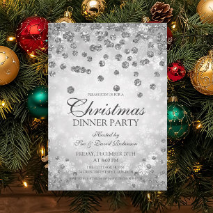Invitation Diamants d'argent et Parties scintillant fête de N