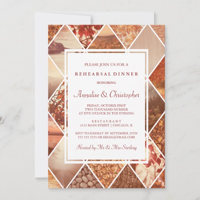 Invitation Diamants d'automne| Dîner de répétition d'automne (Devant)
