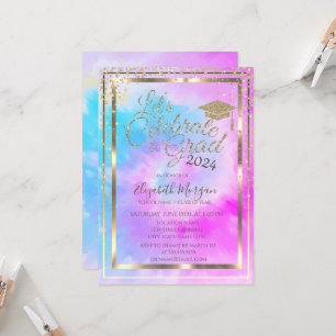 Invitation Diamants de capuchon de diplôme Teinture tie viole