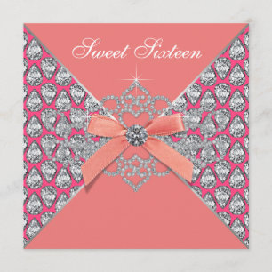 Invitation Diamants de corail rose Corail Sweet 16 Anniversai