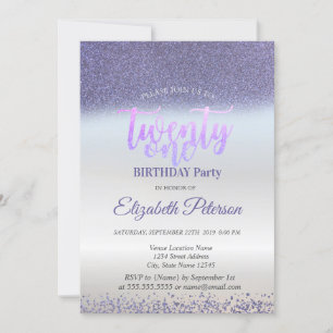 Invitation Diamants de Parties scintillant violet Argent 21e 