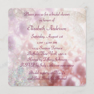 Invitation Diamants de perles roses Elégante Fête de l'mariée