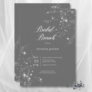 Invitation Diamants de verre gris et blanc moderne Brunch nup