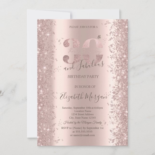 Invitation Diamants d'étincelle d'or rose 30e anniversaire (Devant)