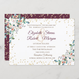 Invitation Diamants d'or Mariage de fleurs Bourgogne