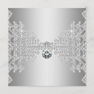 Invitation Diamants élégants et Mariage d'argent