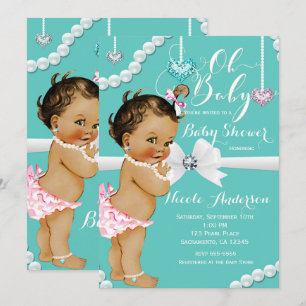 Invitation Diamants et douche vintage de bébé de perles