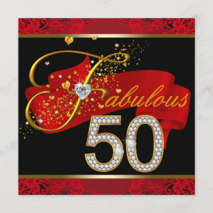 Invitation Diamants et fête d'anniversaire fabuleuse rouge