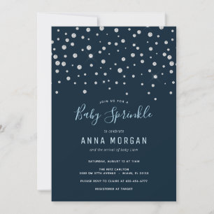 Invitation Diamants et Marine Bleu Bébé saupoudrer