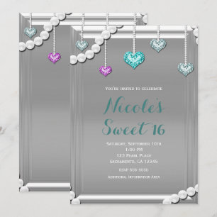 Invitation Diamants et Perles Bijoux à billes Glam Anniversai