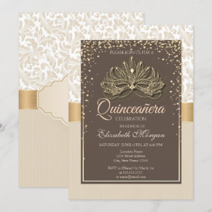 Invitation Diamants Floral Damask Quinceañera