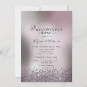 Invitation Diamants modernes Rose or métal Quinceañera