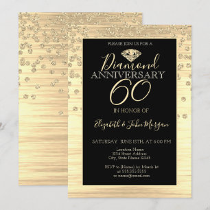 Invitation Diamants Or Chic Mariage Anniversaire