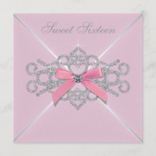 Invitation Diamants Roses Fête d'anniversaire Sweet 16 Rose