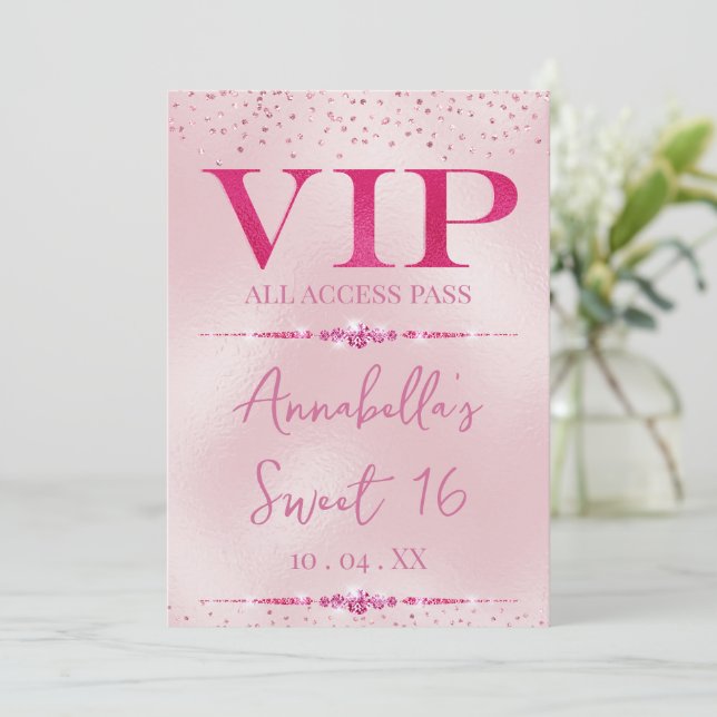 Invitation Diamants Roses VIP Glamour (Debout devant)