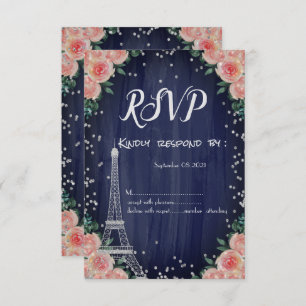 Invitation Diamants Tour Eiffel Argent Fleurs RSVP