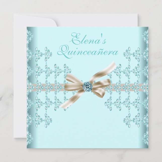 Invitation Diamants turquoises Turquoise Quinceanera (Devant)