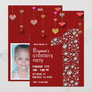 Invitation Diamond 1 1st Valentine's Hearts
