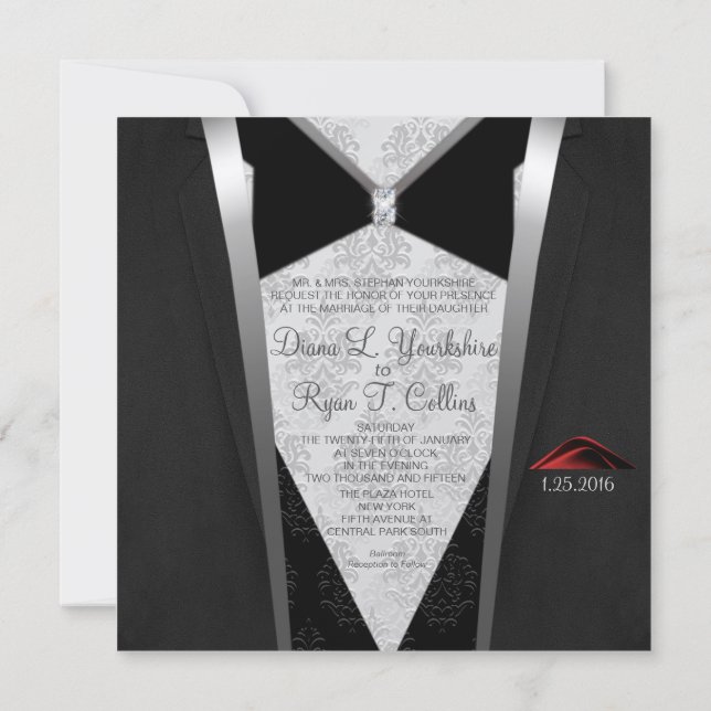 Invitation Diamond Cravate Noire (Dos)