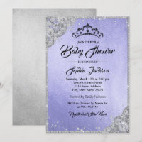 Diamond dentelle violet argent Baby shower fille
