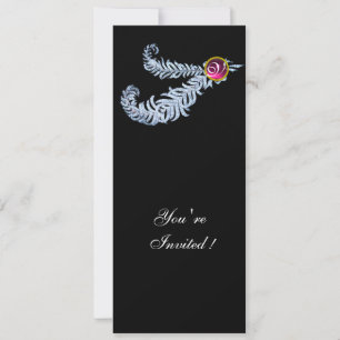 Invitation DIAMOND FEATHERS MONOGRAM, rubis rouge, rose