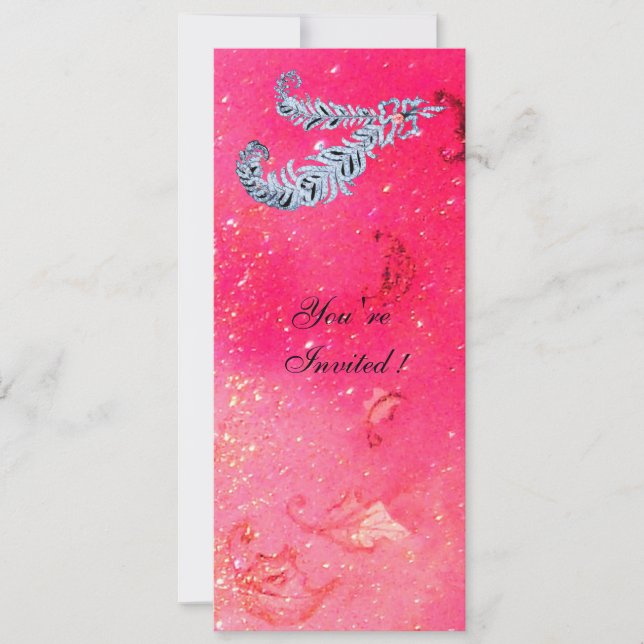 Invitation DIAMOND FEATHERS , paillettes roses (Devant)