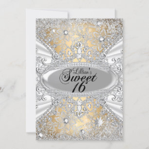 Invitation Diamond Flocon de Neige Or Hiver Merveilleux Sweet