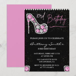 Invitation Diamond Glam Noir Rose Pailleté Chaussure 83e anni