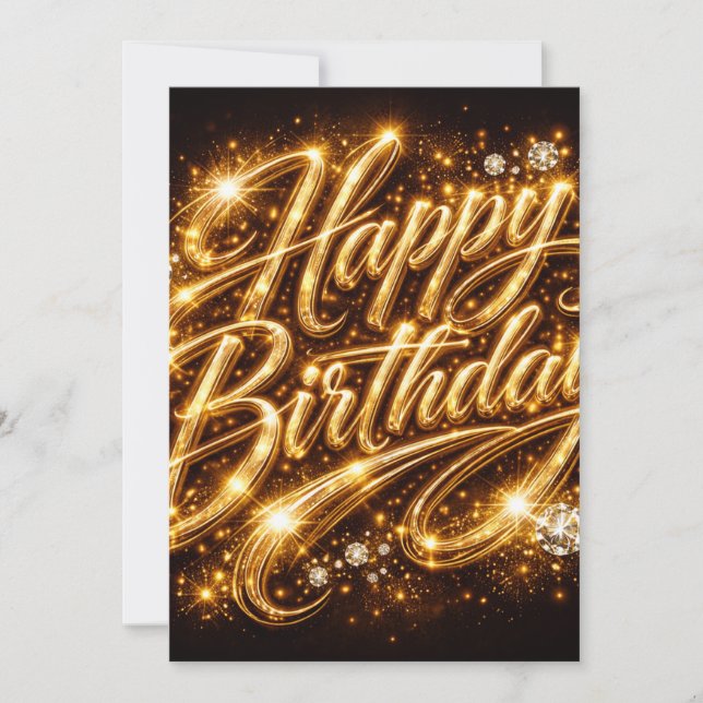 Invitation Diamond Glow Anniversaire — 3D Or  (Devant)