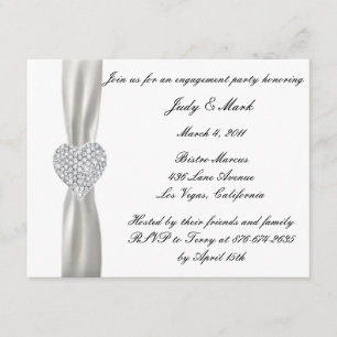Invitation Diamond Heart White Mariage Engagement Party Invit