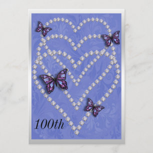 Invitation Diamond Hearts & Butterflies 100e anniversaire