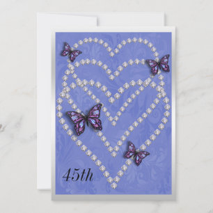 Invitation Diamond Hearts & Butterflies 45e Anniversaire