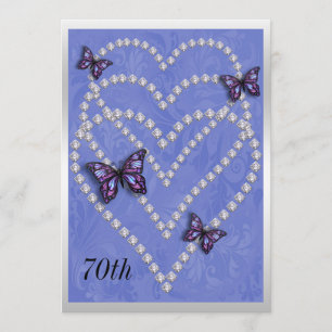 Invitation Diamond Hearts & Butterflies 70e anniversaire