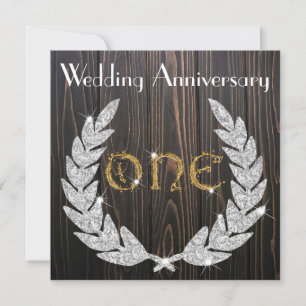 Invitation Diamond Laurel & Gold 1er anniversaire Mariage