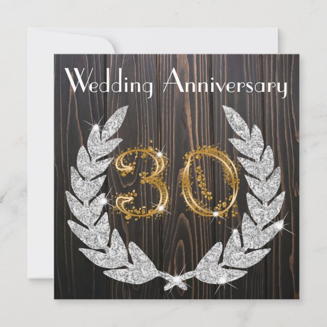Invitation Diamond Laurel & Gold 30e anniversaire Mariage Inv (Devant)