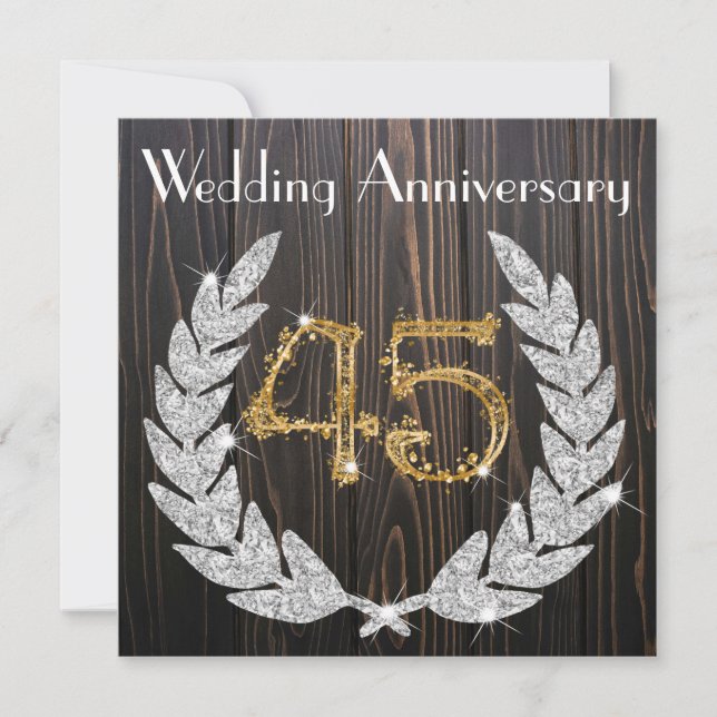 Invitation Diamond Laurel & Gold 45e anniversaire de Mariage  (Devant)