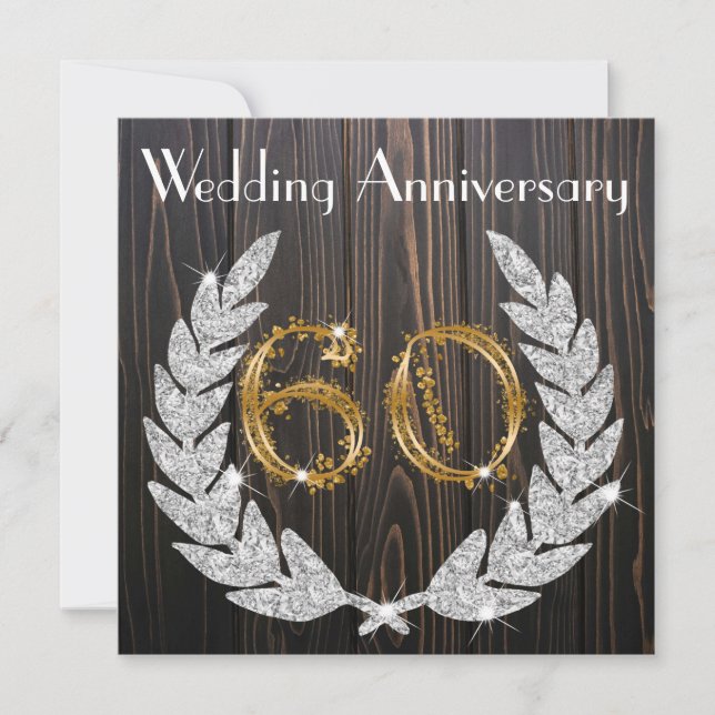 Invitation Diamond Laurel & Gold 60e anniversaire de Mariage  (Devant)